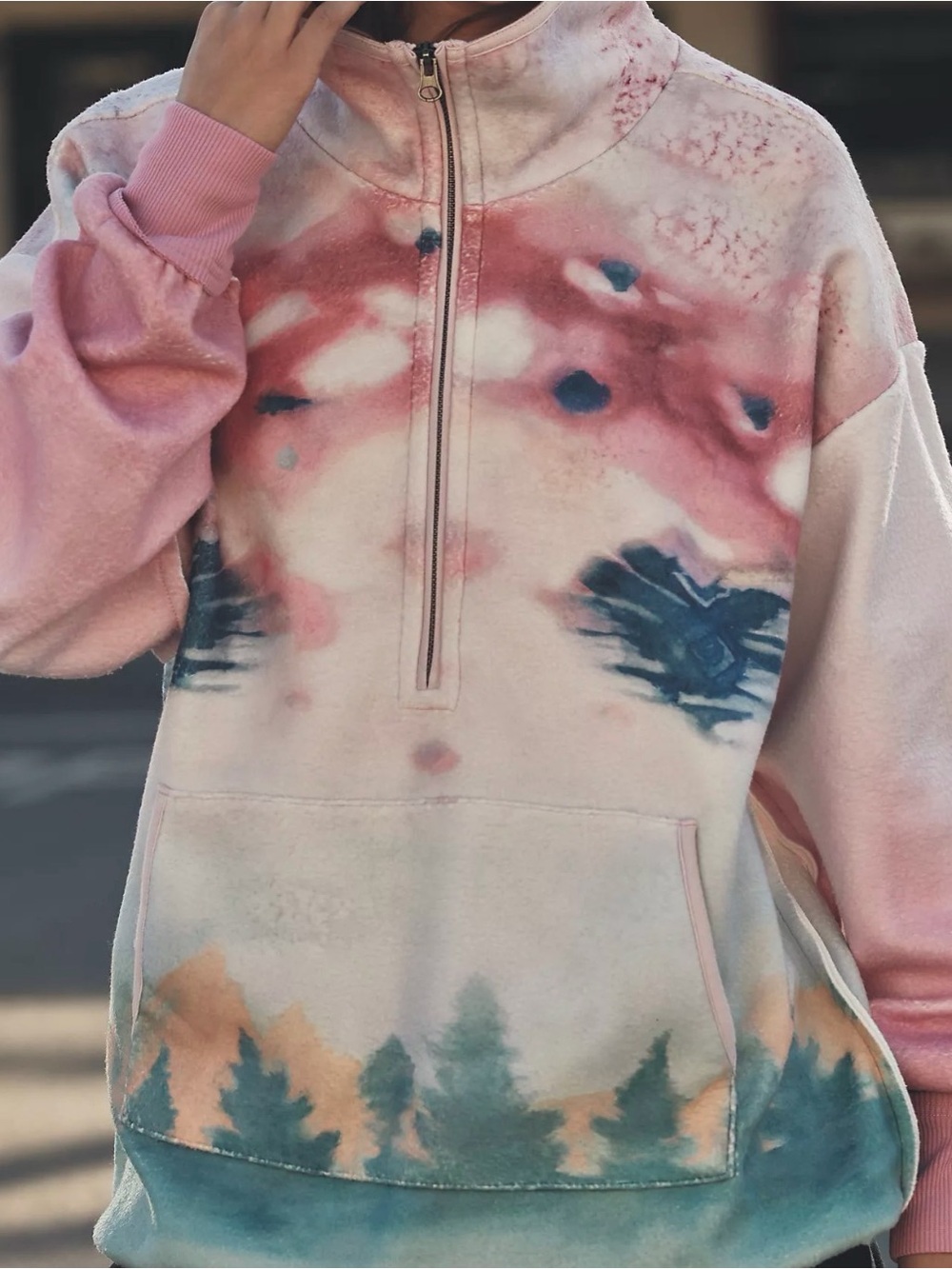 Pilcro Half Zip Oversized Fleece Sweatshirt